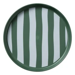 Ontbijtbord streep - groen/wit - ø20x2 cm