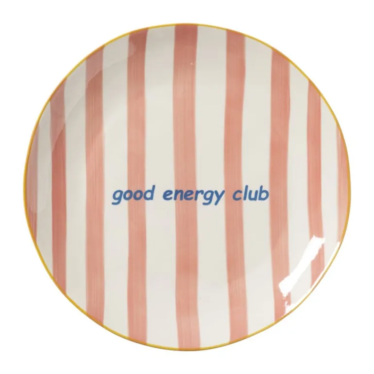Ontbijtbord streep - roze - ø2.5x21 cm - Happy at Home by Sanny