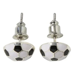 Oorbellen voetbal - wit/zwart