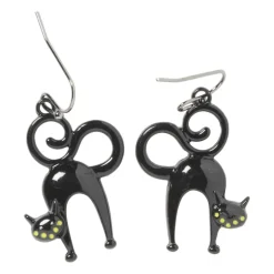 Oorbellen zwarte kat - zwart