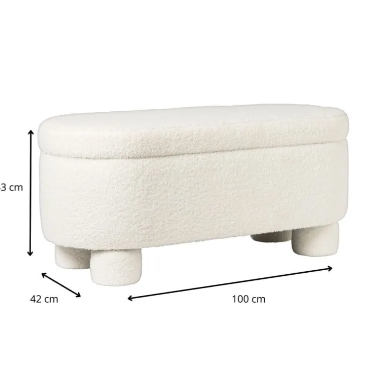 Opbergbank teddy dodo - wit - 43x100x42 cm
