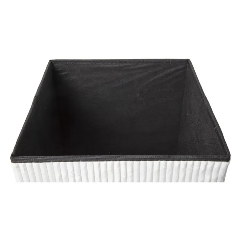 Opbergbox teddy rib vierkant - wit - 38x38x38 cm