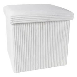 Opbergbox teddy rib vierkant - wit - 38x38x38 cm