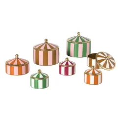 Opbergdoosje circus klein - groen/wit - ø4.8x3.5 cm