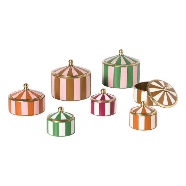Opbergdoosje circus klein - groen/wit - ø4.8x3.5 cm
