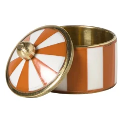 Opbergdoosje circus klein - oranje/wit - ø4.8x3.5 cm