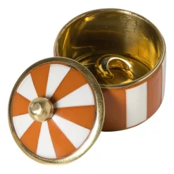 Opbergdoosje circus klein - oranje/wit - ø4.8x3.5 cm