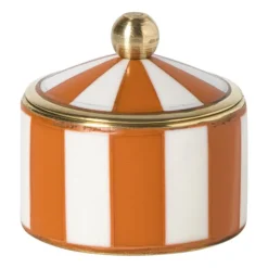 Opbergdoosje circus klein - oranje/wit - ø4.8x3.5 cm