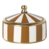 Opbergdoosje circus middel - bruin/wit - ø7x4 cm