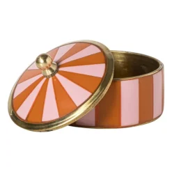 Opbergdoosje circus middel - oranje/roze - ø7x4 cm