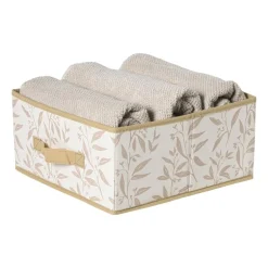Opbergdoos leafs - bruin/beige - 15x30x30 cm