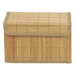 Opbergmand met deksel - bamboe - 22x33x20.5 cm