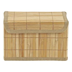Opbergmand met deksel - bamboe - 14x25x16 cm