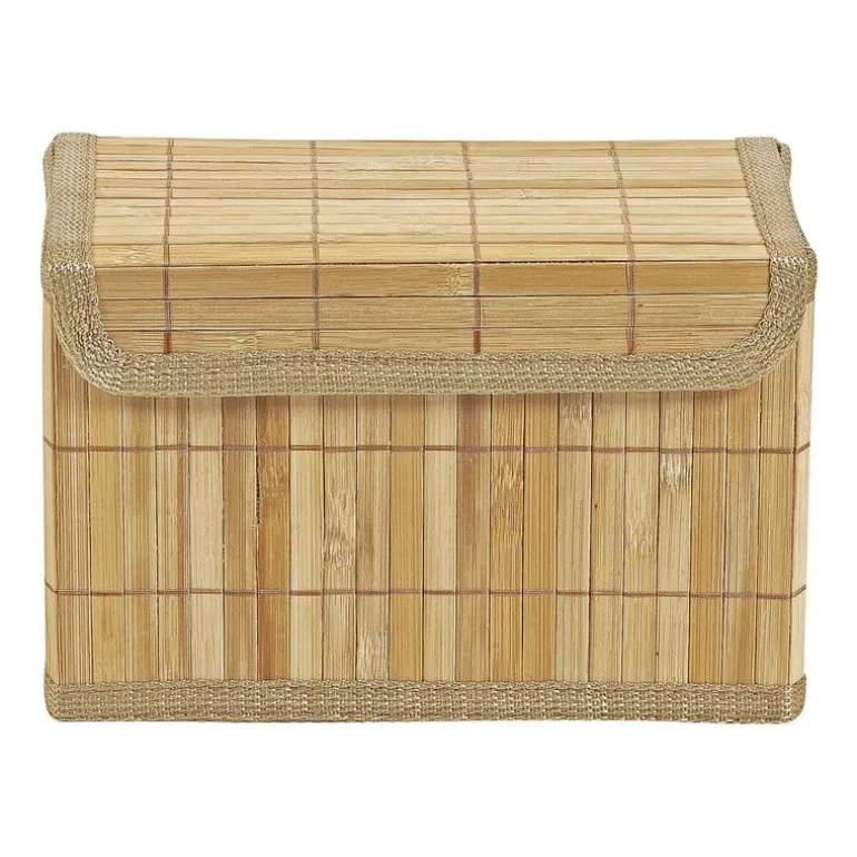 Opbergmand met deksel - bamboe - 14x25x16 cm