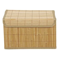 Opbergmand met deksel - bamboe - 26x37x22 cm