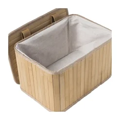 Opbergmand met deksel Oscar - 18x28x20 cm - naturel