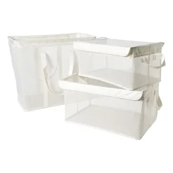 Opbergmand met handvatten - wit - 25x44x20 cm