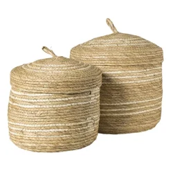 Opbergmand rond - beige - ø30x30 cm