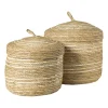Opbergmand streep - beige - ø25x25 cm