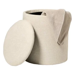Opbergpoef Debby - beige - ø35x40 cm