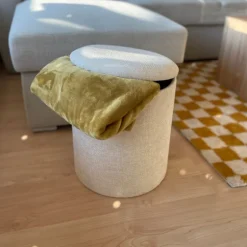 Opbergpoef Debby - beige - ø35x40 cm