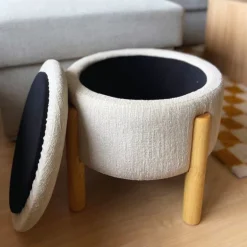 Opbergpoef Mandy - beige - ø45x38 cm
