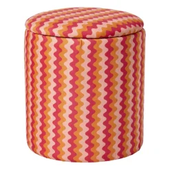 Opbergpoef retro - oranje/roze - ø35x40 cm