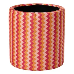 Opbergpoef retro - oranje/roze - ø35x40 cm
