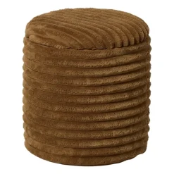 Opbergpoef rib - bruin - ø35x38 cm