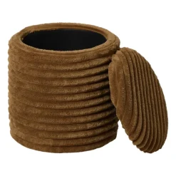 Opbergpoef rib - bruin - ø35x38 cm