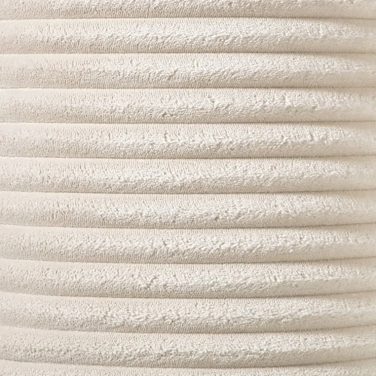 Opbergpoef ribstof - beige - ø35x38 cm