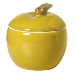 Opbergpot appel met deksel - groen - 8.8x8.2x8 cm