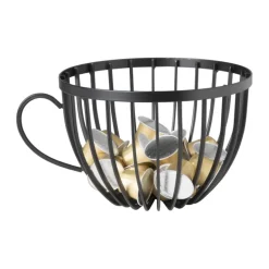Opbergpot koffiecups - zwart - metaal