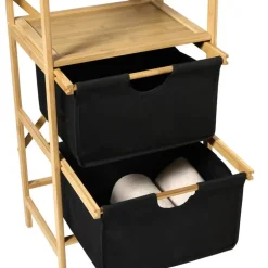 Opbergrek met twee laden - bruin/zwart - 96x44x33 cm