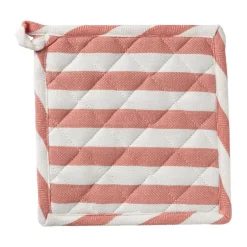 Pannenlap gestreept - oranje/wit - 20x20 cm