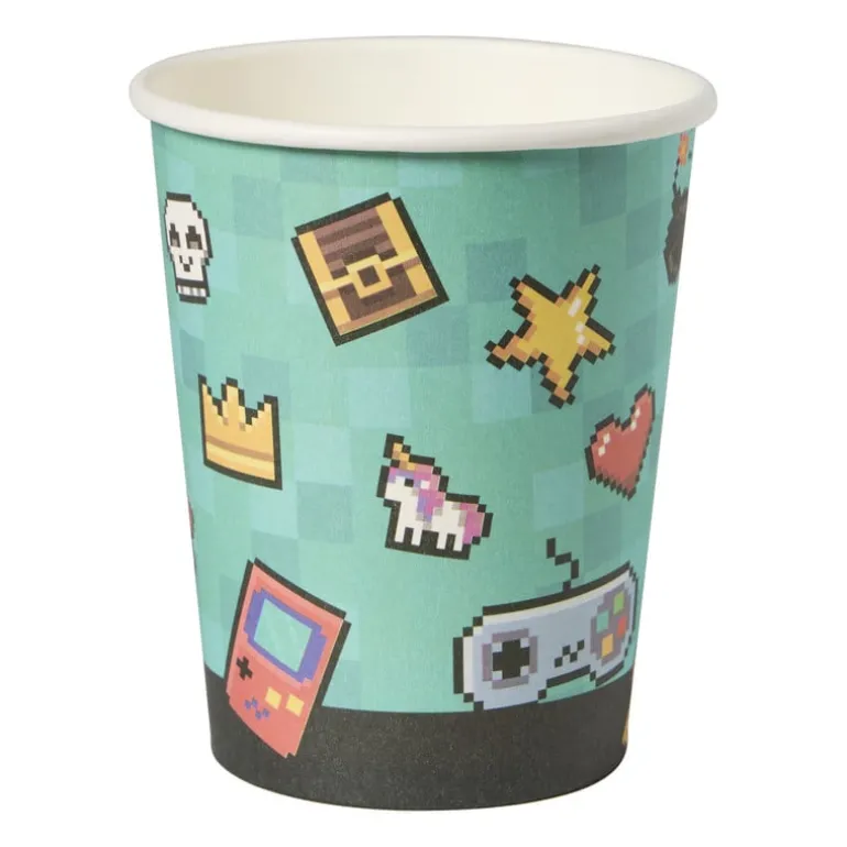 Papieren bekers game - multikleur - set van 8