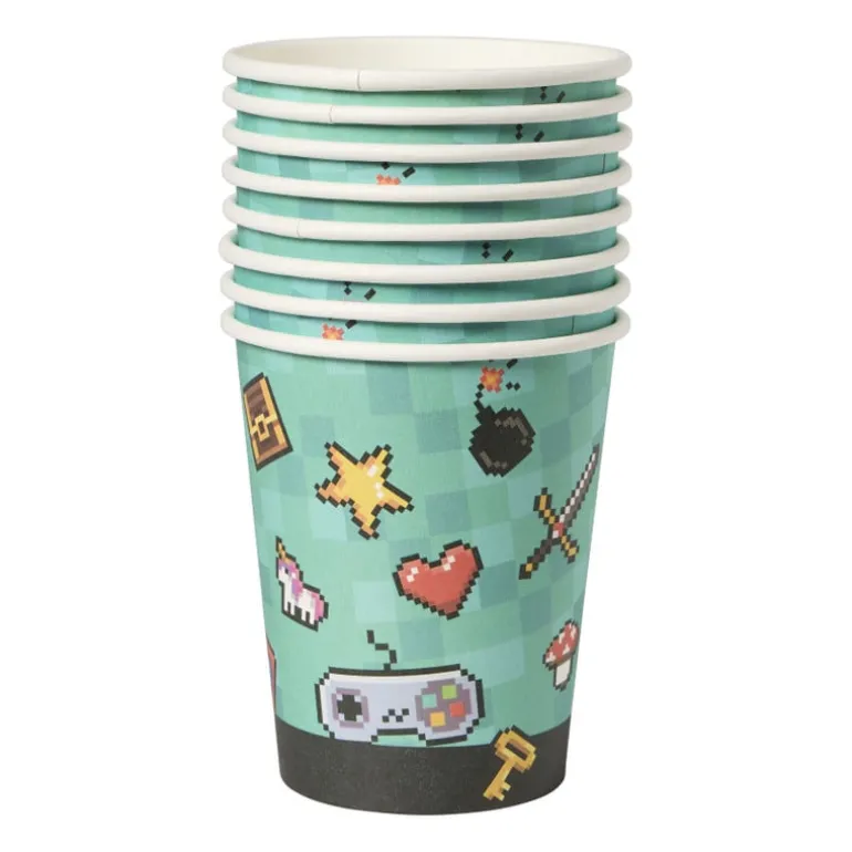 Papieren bekers game - multikleur - set van 8