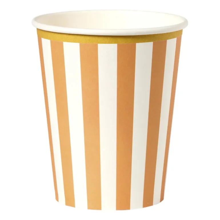 Papieren bekers - gestreept - set van 8