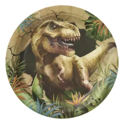 Papieren bord dino - multikleur - set van 8