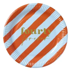 Papieren bordjes 40 jaar - blauw - set van 8