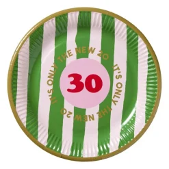 Papieren bordjes 30 jaar - roze - set van 8