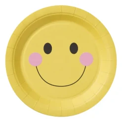 Papieren bord smiley - geel - set van 8
