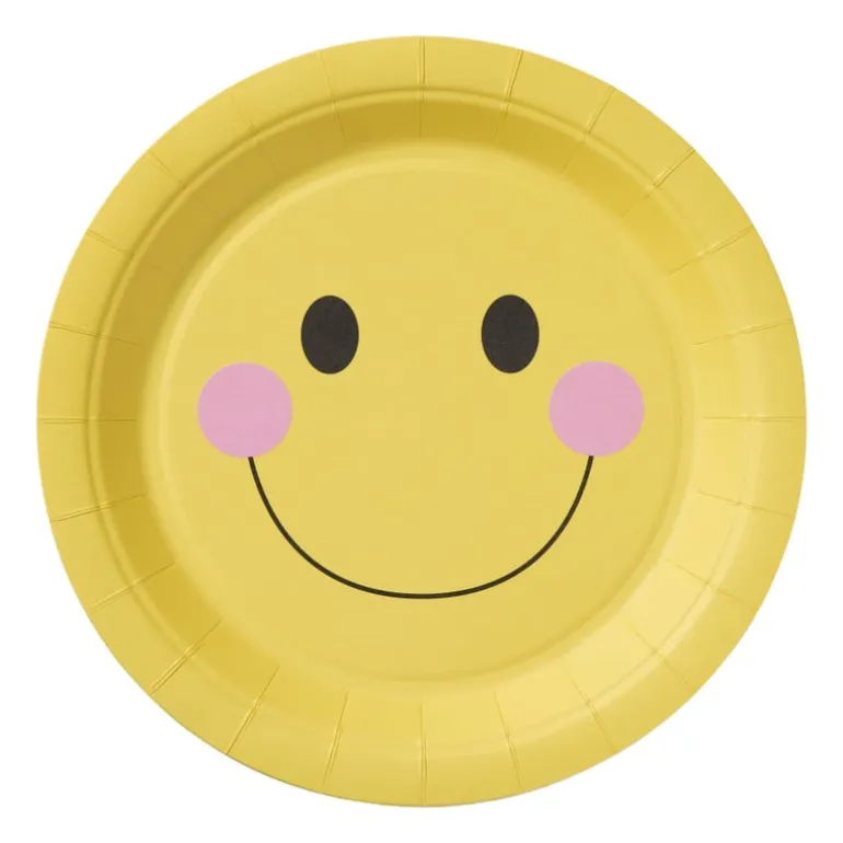 Papieren bord smiley - geel - set van 8