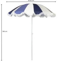 Parasol gestreept - blauw/wit - ø160x180 cm