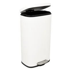 Pedaalemmer rechthoek - mat wit - 30 liter