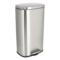 Pedaalemmer rechthoek - zilver - 30 liter