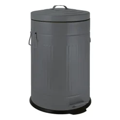 Pedaalemmer retro look - grijs - 12 liter