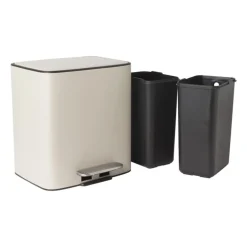 Pedaalemmer 2 vakken - beige - 2x 11.5 liter