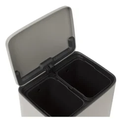Pedaalemmer 2 vakken - grijs - 2x 11.5 liter