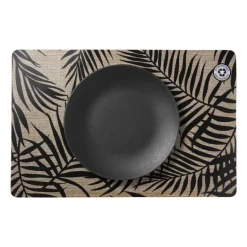 Placemat bladeren - beige/zwart - 43.5x28.5 cm - diverse varianten